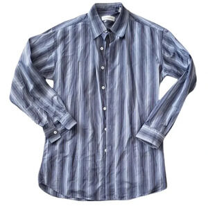 Alan Bilzerian Blue Blanket Stripe Shirt L